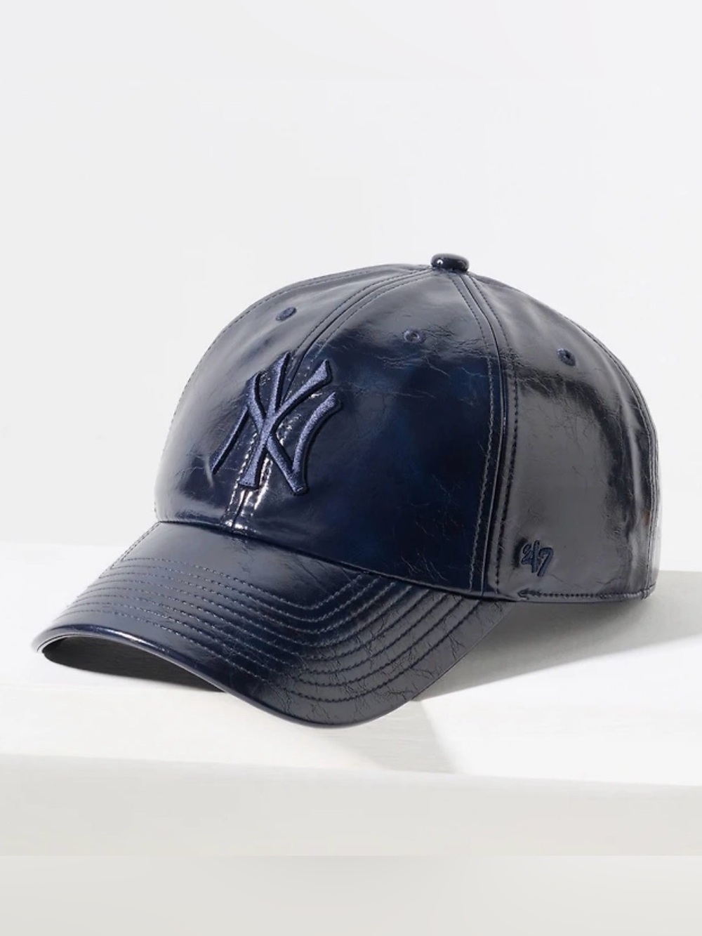 ‘47 Brand Anthropologie New York Yankees Navy Baseball Hat Cap Faux Leather NWT